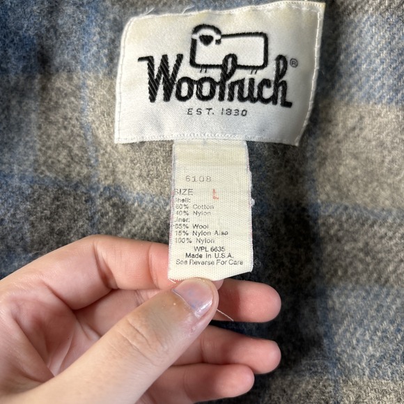 Woolrich Jacket Men's Large Blue Hooded Mountain Parka Wool Flannel‎ Lined 6108 - Picture 12 of 14
